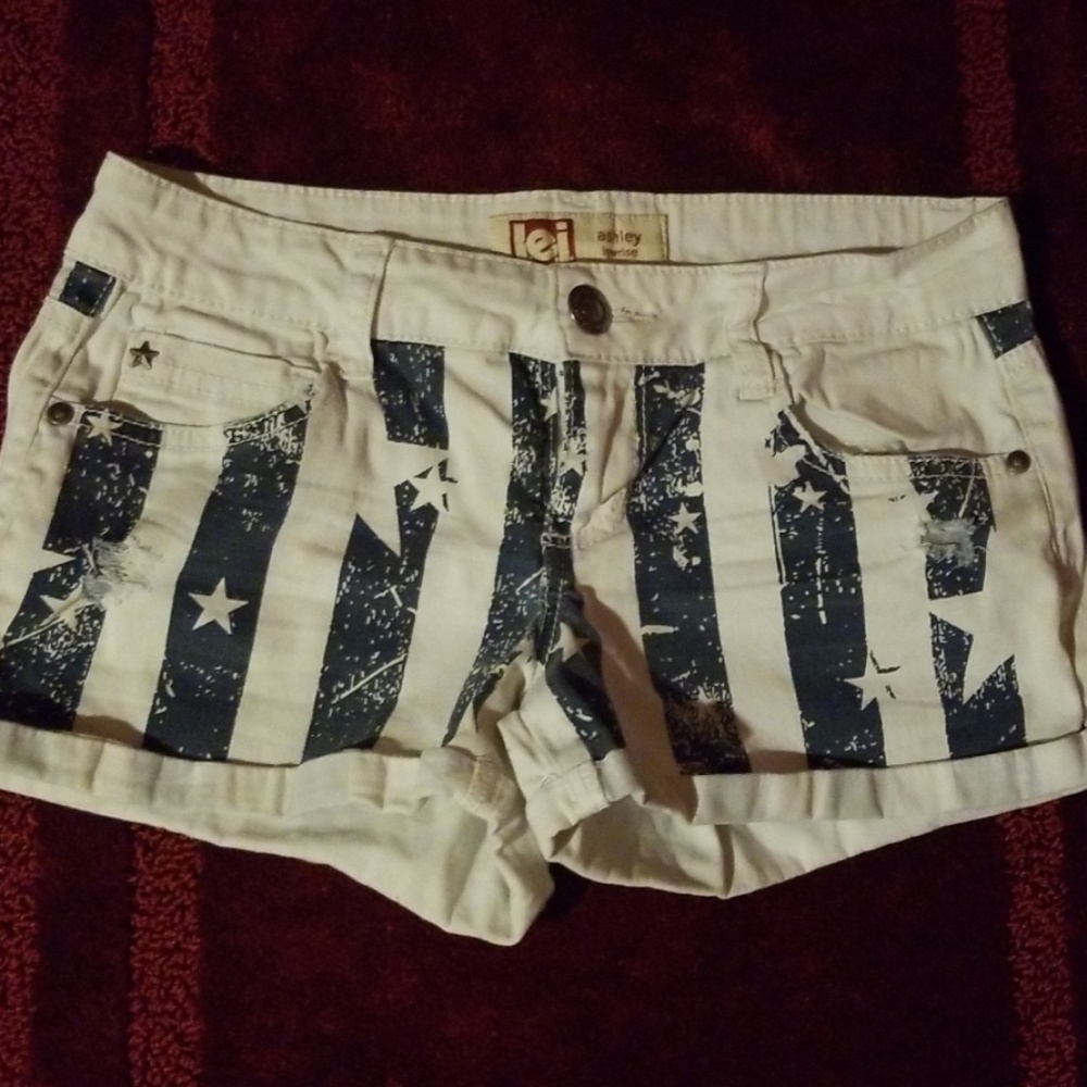 Red,white & blue mini jean shorts